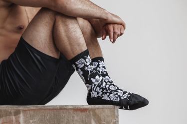 Nobull Crew Men's Socks Black Pink | Australia (SI6712)